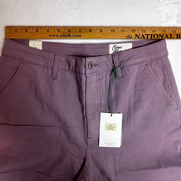 Cosmic Blue Love Womens Organic Chino Pants Sz 31Shadow Rose cuffed Straight Cut - Picture 6 of 10